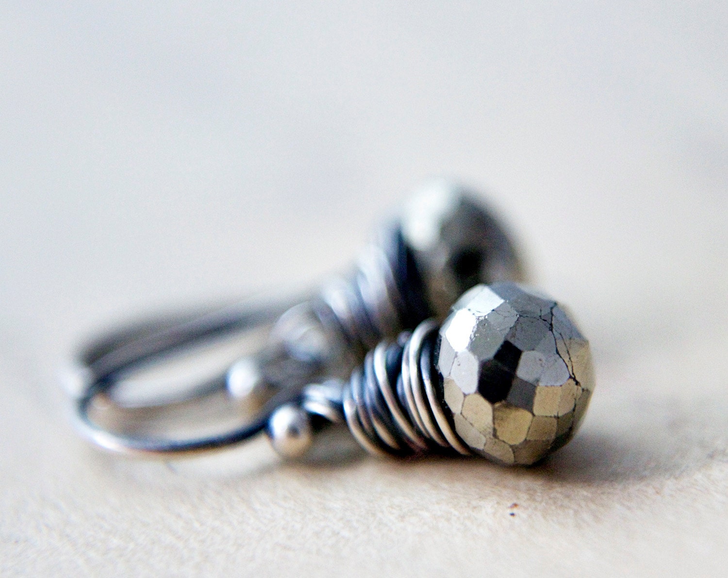 Pyrite Drop Earrings Silver Fools Gold Brown Black Under 50 PoleStar