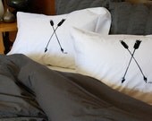 Arrows Screen Printed Pillowcase Pair Standard- Arrow- Modern Bedding- Arrow Pilllowcase- Pillow Cover
