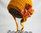 Baby Bonnet Newborn Baby Girl Hat in Orange