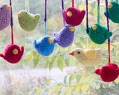 Three Hand Knit Birds for Home Decor, Child's Toys, Holiday Ornaments, Bird Decor, Choose Color