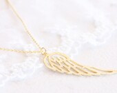 Angel Wing. Minimal simple everyday layered tiered chain vermeil gold heaven christ minimalist gift sister bridal