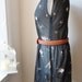 Vintage Floral Dress Black Fern Tropical Print Spotty Dress M