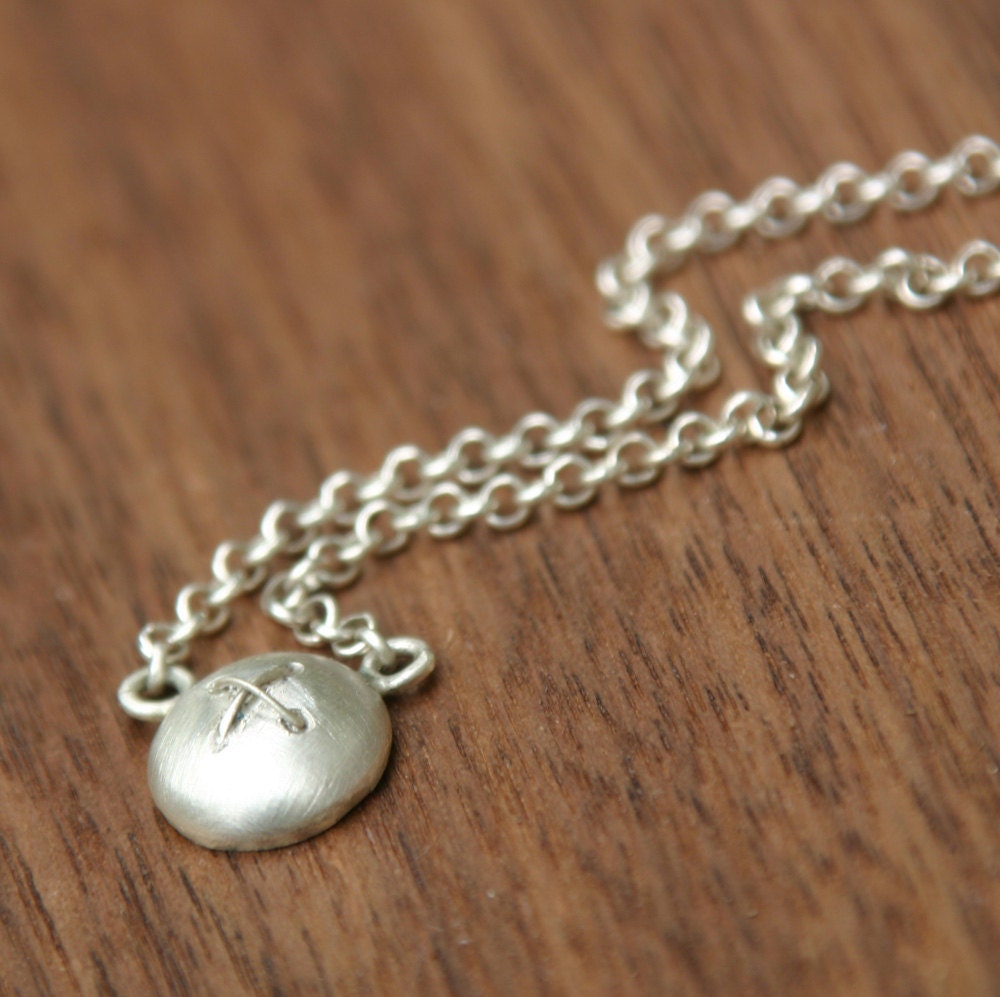 Button Necklace in Matte Silver