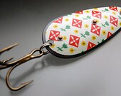 12 of Diamonds Fishing Lure Polkadot Floral Element Original Recyclure Decorative Large