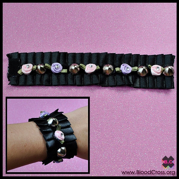 Studded Rose Bracelet With Glass Crystals