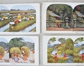 Vintage Rare Stereo View Cards for Scrapbooking, Collage, MixedMedia,Card Making--Japan