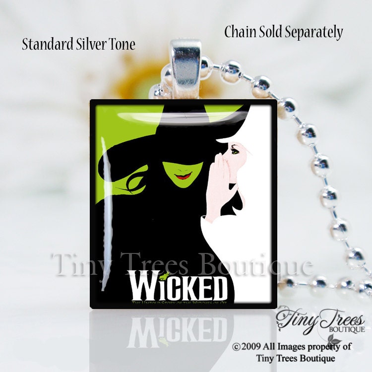 SALE- Recycled Scrabble Tile Pendant- Wicked Poster