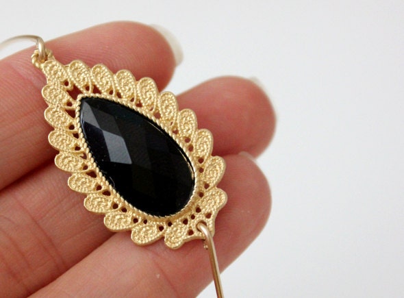 Black color and gold bangle 14kt gold filled - custom size