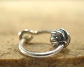 Cartilage Hoop Earrings Sterling Silver with Oxidized Sterling Silver Twist Bead SINGLE