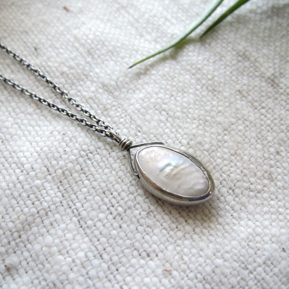 Small Freshwater Pearl Necklace, Bridal Necklace, Pearl and Silver Necklace, Freshwater Pearl Jewelry