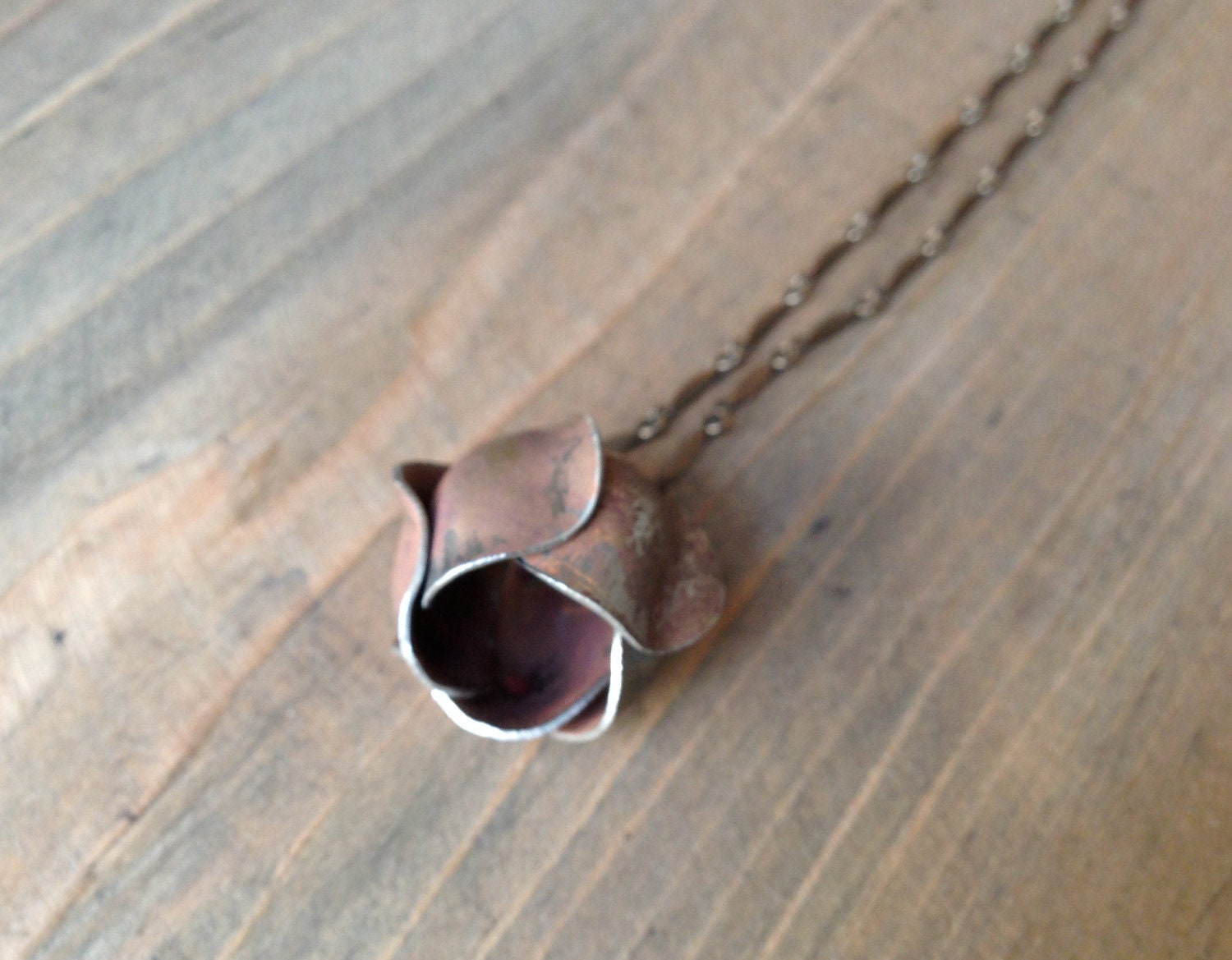 Rustic Vintage Tulip charm necklace