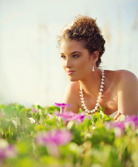 Beach Wedding Shell Lei Necklace