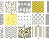 Gray and Yellow Custom Crib Bedding Set  YOU DESIGN  - Yellow and Gray