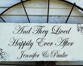 Personalized And They Lived HAPPILY Ever AFTER... Wedding Signs 10X30 Vintage Wedding