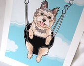 Swinging Cairn Terrier - Eco-friendly 7x9 Print