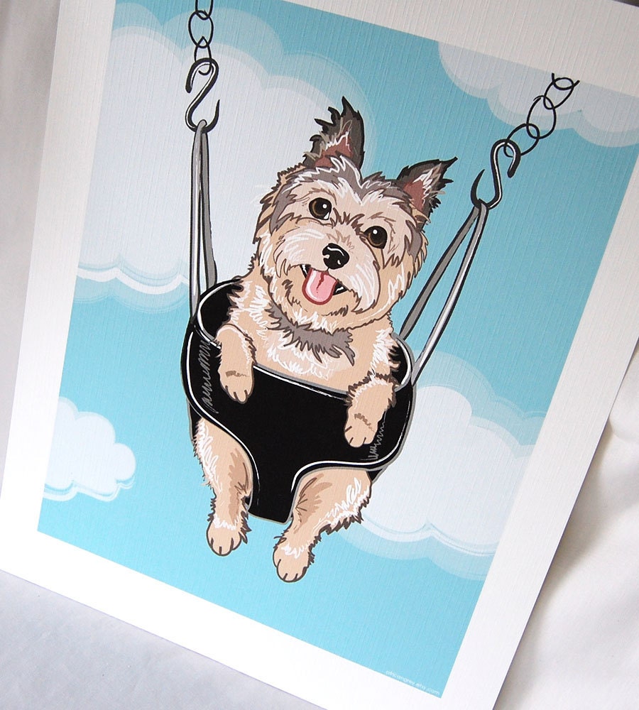 Swinging Cairn Terrier - Eco-friendly 7x9 Print