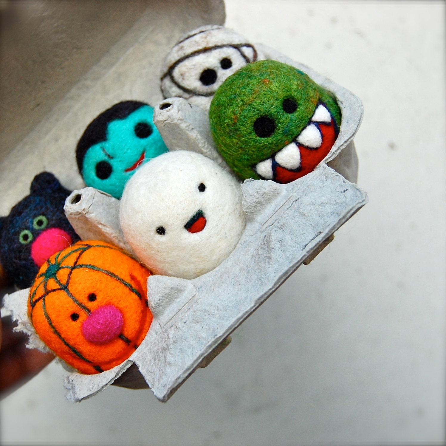 Needle Felted Spooky Egg Set MADE TO ORDER