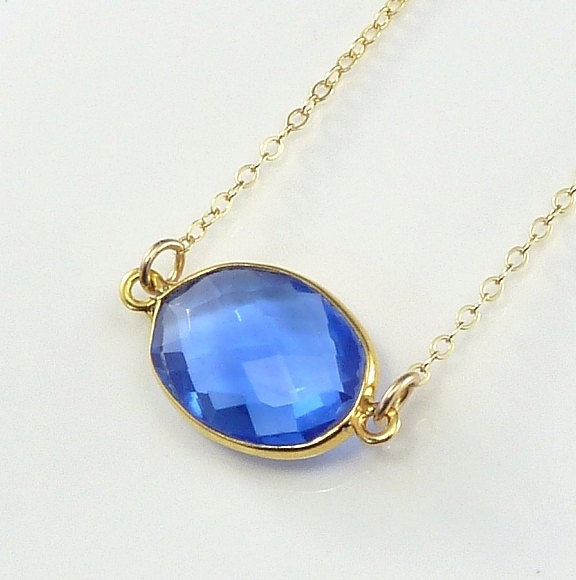 Kyanite Blue Quartz Necklace 14K Gold Filled Solitaire Gemstone Handmade Minimalistic Office Fashion