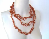 honey colored long necklace, edgy designer jewelry,  summer fashion, winter color, womens statement necklace, long strand