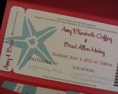 DEPOSIT: Starfish Boarding Pass Wedding Invitation Pocketfold