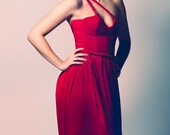 Red Braided Bustier High Low Dress, Made to Order