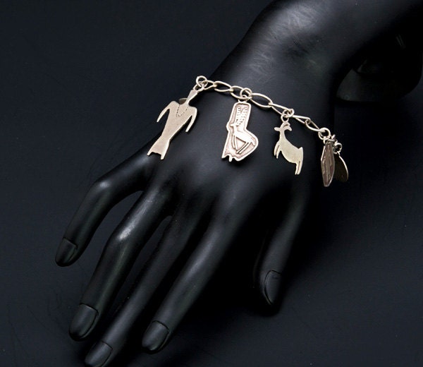 Navajo Charm Bracelet - Early Ray Tracey / Knifewing Segura - 80s Sterling