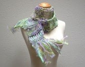 morning dew. eco friendly knit scarf . vegan lightweight  all season . pastel mint seafoam honeydew green periwinkle lavender lilac purple