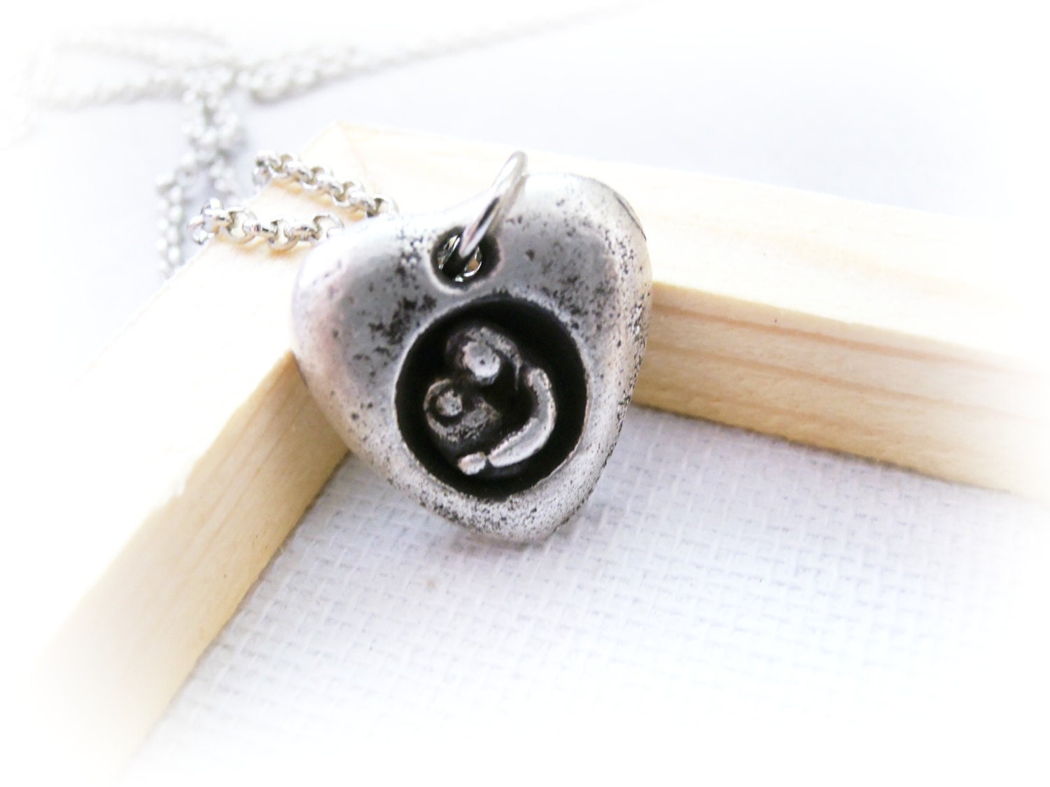 Mother and Child in arms sterling silver necklace - best Christmas gift for mother grand mother