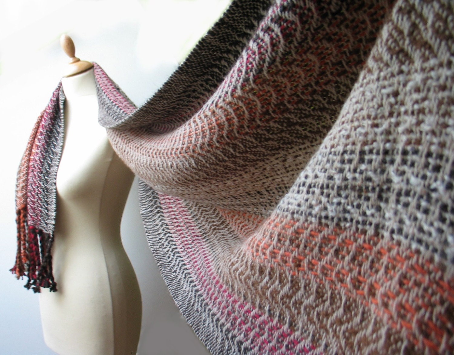 Handwoven Shawl  - First Snow - Soft and Cozy - handwoven scarf - stole - MADE TO ORDER