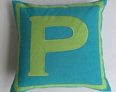 light teal blue and green monogrammed pillow covers 18 inch - Custom made - choose your colors
