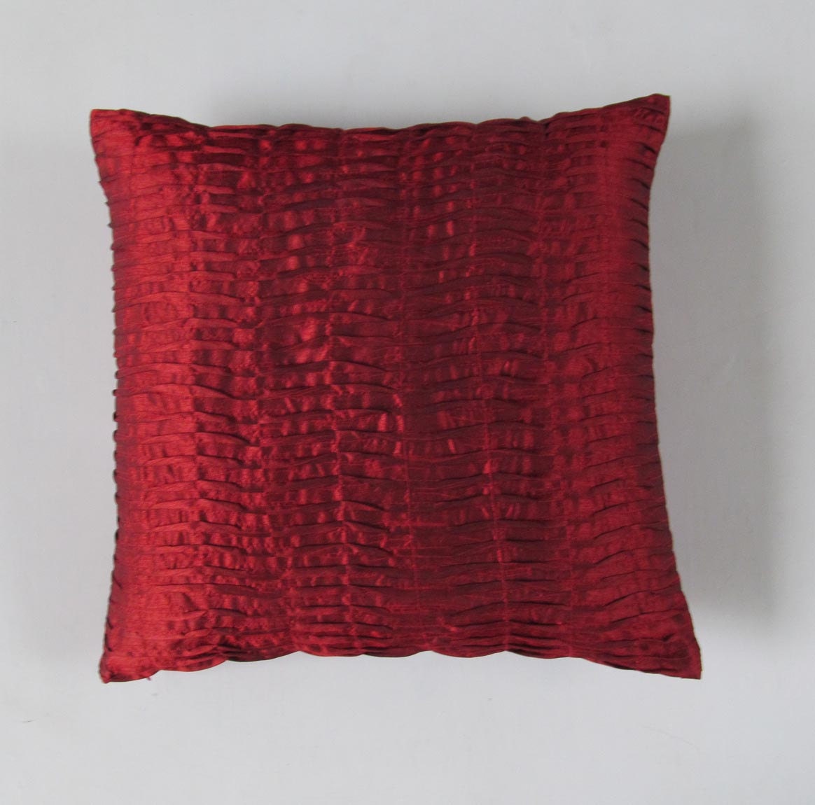 deep red pillow pleated- 18 inch cushion cover only IN STOCK