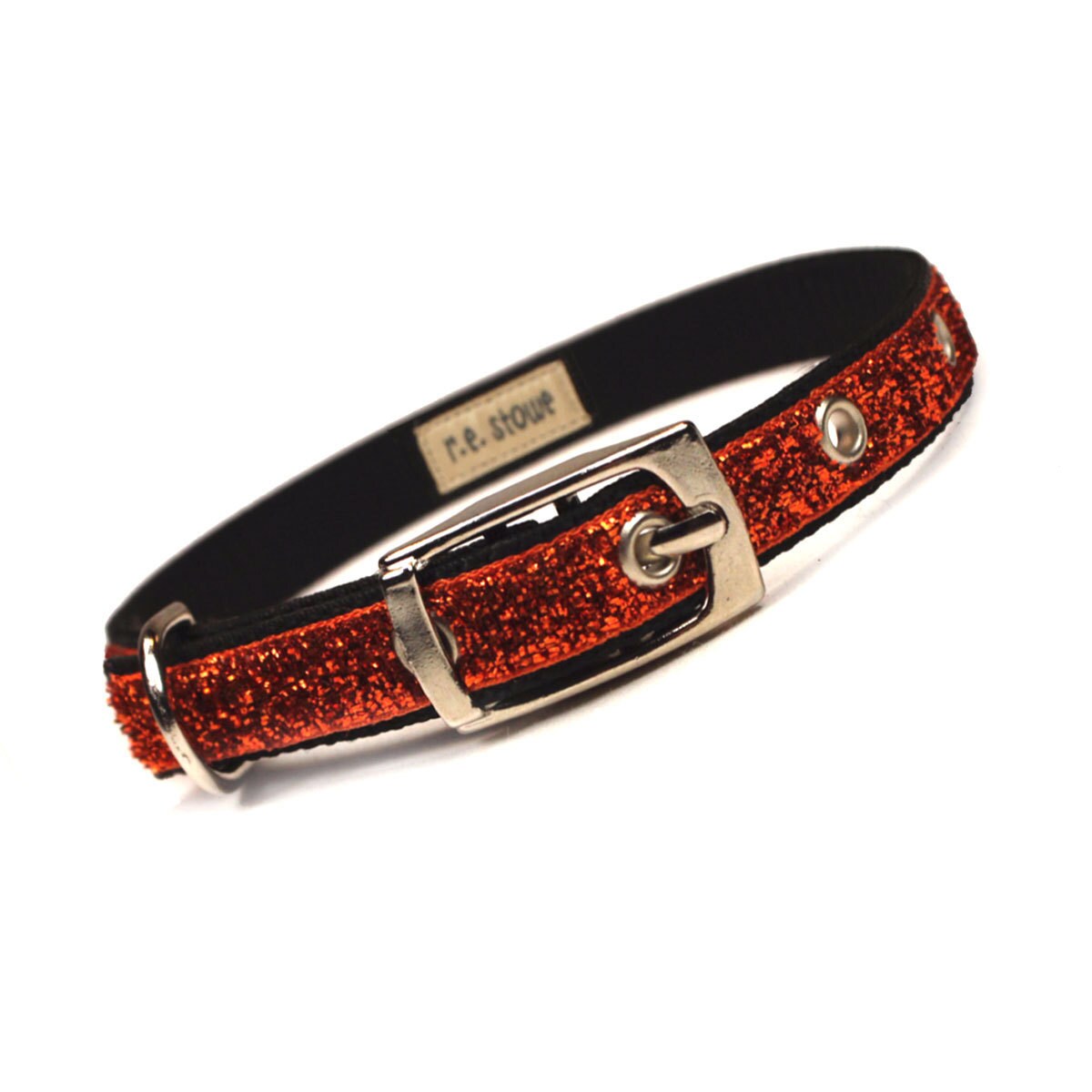 orange sparkle fall / halloween dog or cat collar (1/2 inch) - restowe