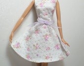 Barbie Clothes Handmade - Dress Pink Lavender Seersucker
