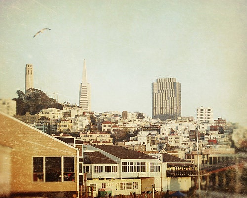 San Francisco Photography, Fpoe, West Coast Photo, Vintage Inspired, Wall Decor, Travel Photography, Brown, Golden - Pretty SF (8x10)