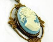 Cameo Necklace Victorian Style Antique Brass
