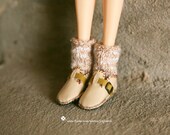 jiajiadoll- Handmade- beige leather shoes fits momoko- blythe -Misaki- Unoa light- Lati yellow