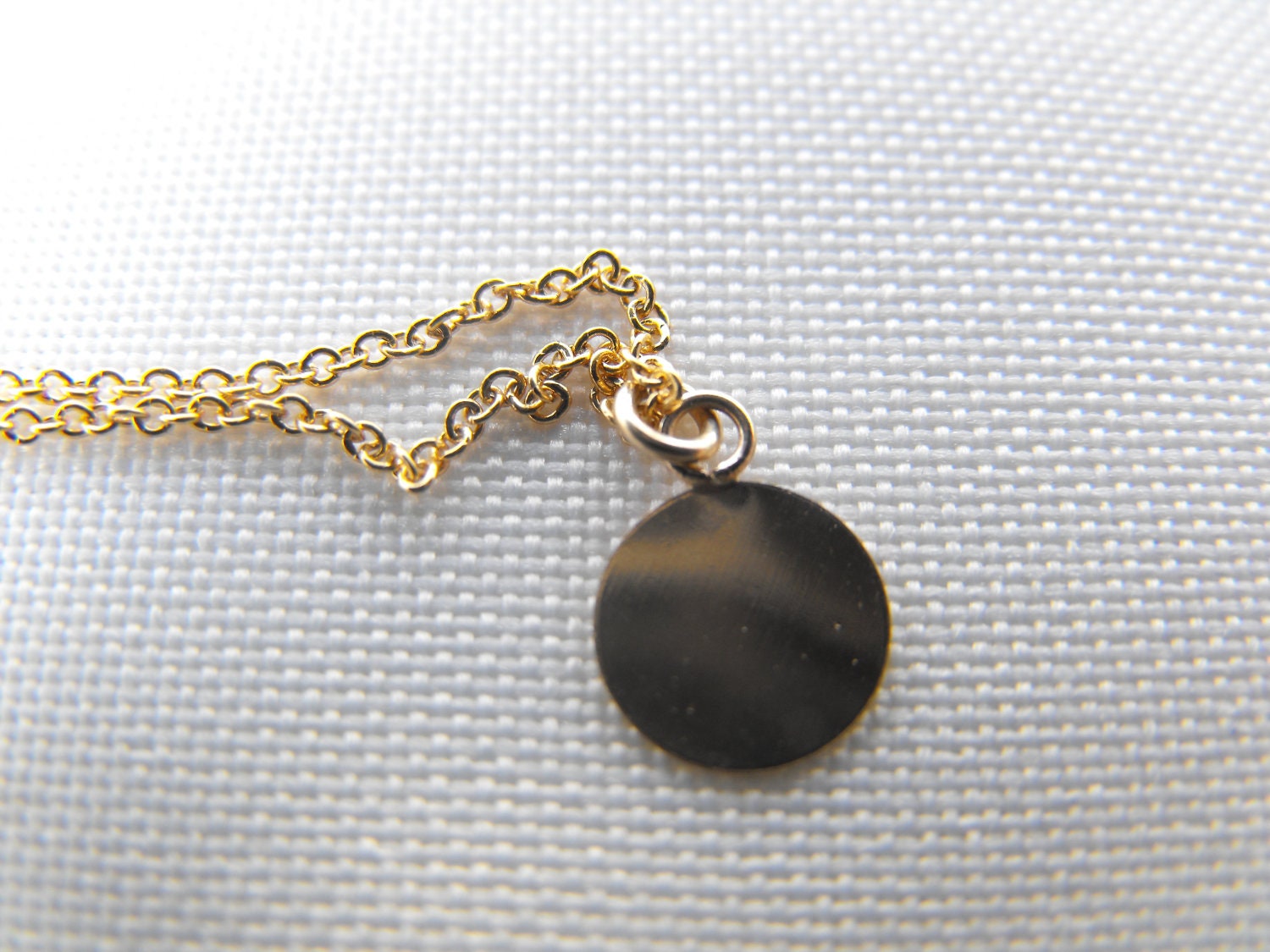 Little gold dot -  petite round disc necklace - simple & sweet