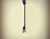 Vintage Brass Bar, Silver Chevron, Arrow, Turquoise - Icon Necklace