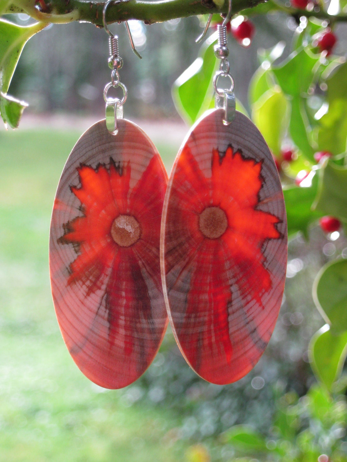 Super Rockin Awesome Glows In The Sun Monkey Puzzle Wood Earrings