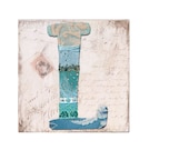 Spring Sale -20% Personalized Monogram L - Textile Artwork Wall Letter - Fabric Crazy Quilting