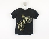 Toddler tshirt organic Bike That's How I Roll screen printed 2T 4T 6T black with gold ink