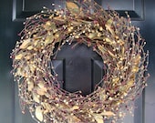 Fall Berry Wreath- Year Round Wreaths- Harvest Berries- Autumn Decor- Thanksgiving Wreath