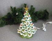 Deck the Halls Ceramic lighted Christmas Tree 10 1/2 inches  Ready to ship