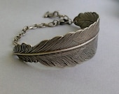 Silver Feather Cuff Bracelet, Graduation Gift