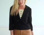Tuxedo Tailored Vintage 50s Black and White Tux Shirt Blouse Top SMALL S