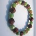 Natural Gemstone Stretchy Fall Tone Bracelet Green and Red Rare Gemstone beads. Red, Green, Blue
