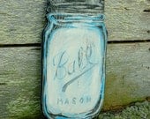 Mason Jar Handmade Wood Art Sign Large Wall Hanging Vintage Home Decor