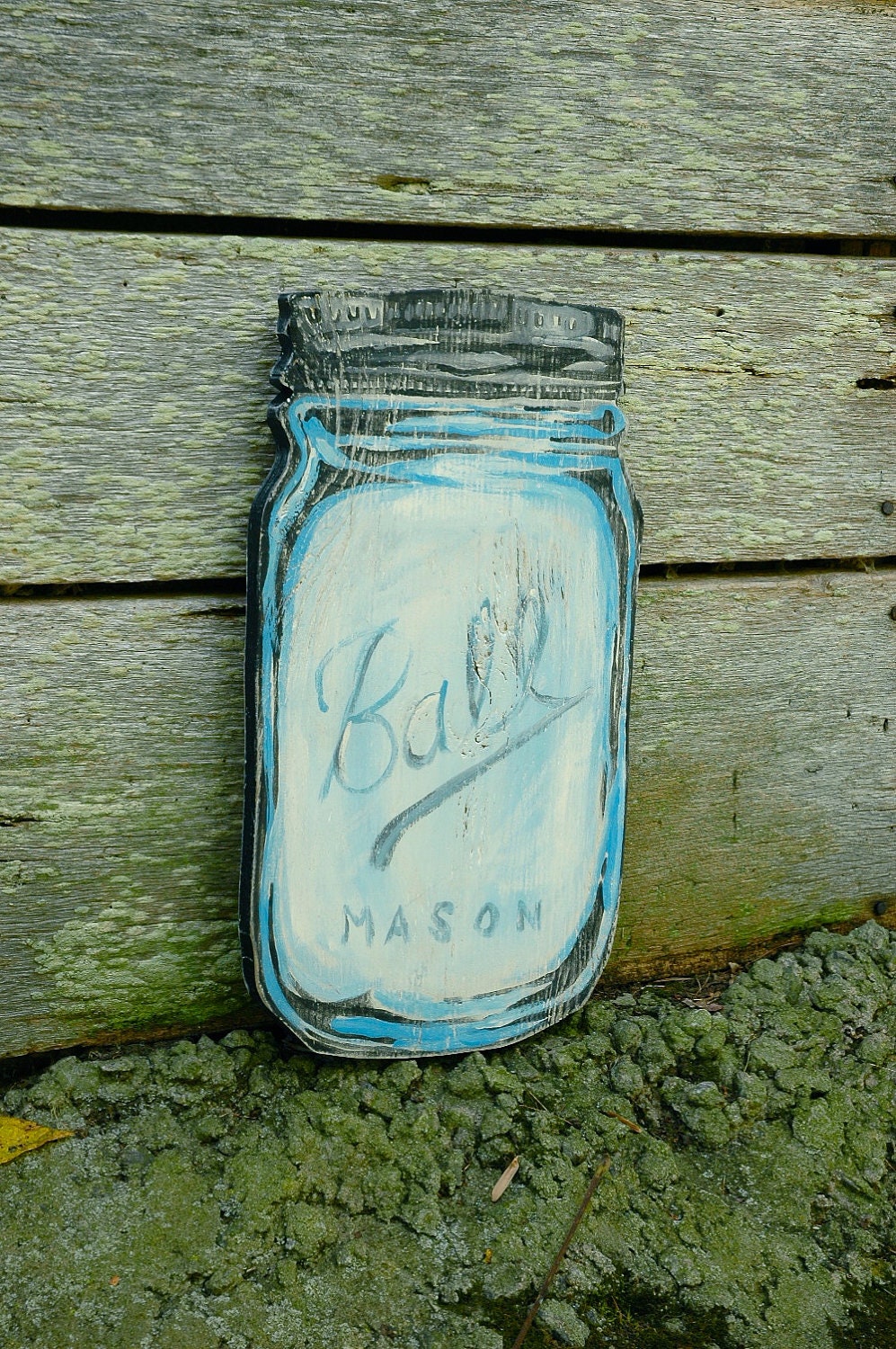 Mason Jar Handmade Wood Art Sign Large Wall Hanging Vintage Home Decor