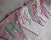 Happy Birthday Flag Banner Bunting with Bella Butterfly Pink and Green Custom made to order Birthday Party or Celebration or Photo prop Il_170x135