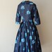 1950s dress / vintage 50s dress / silk floral dress / Wild Blue Iris